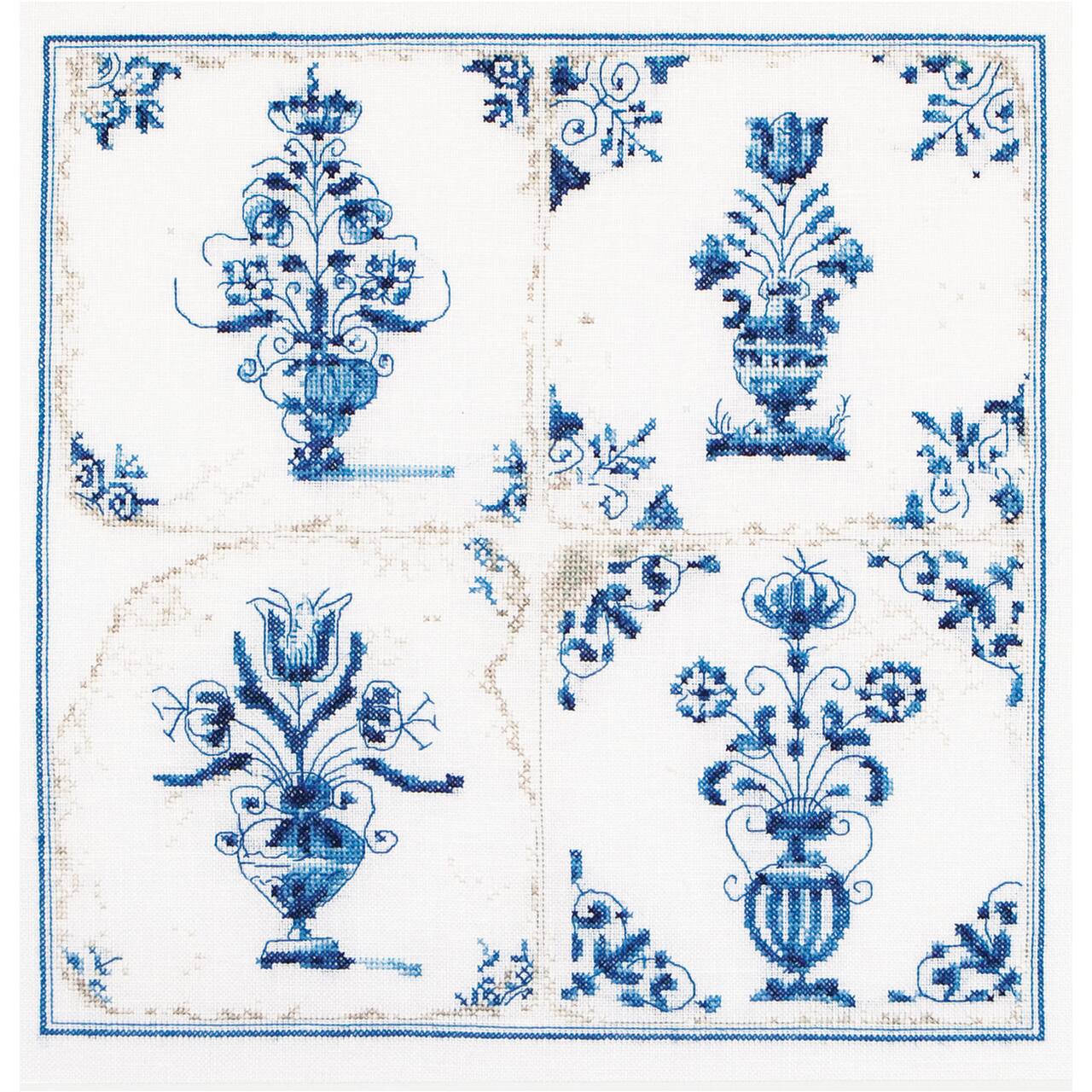 Thea Gouverneur Since 1959® Delft Blue Flower Counted Cross Stitch Kit